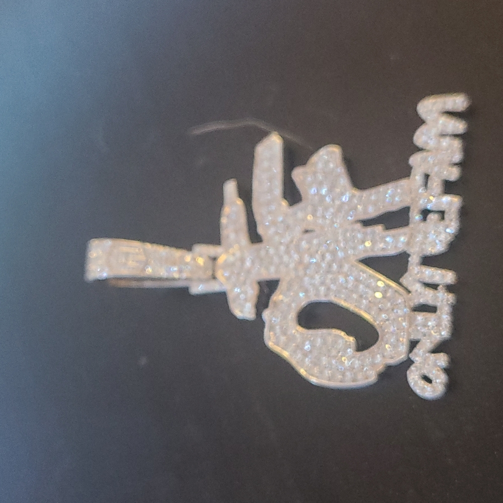 Only the fam 18kt white gold plated pendant